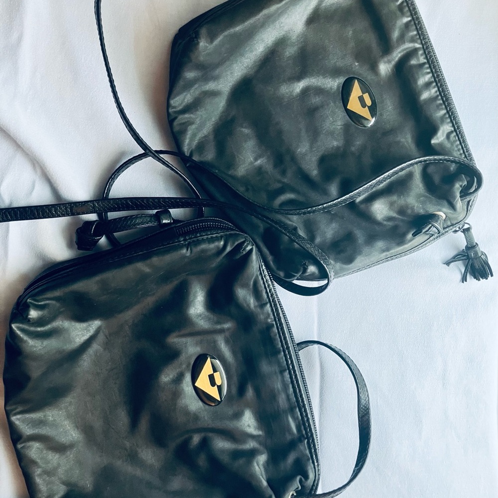 Black Backpack with Smooth Material and Drawstring Closure
